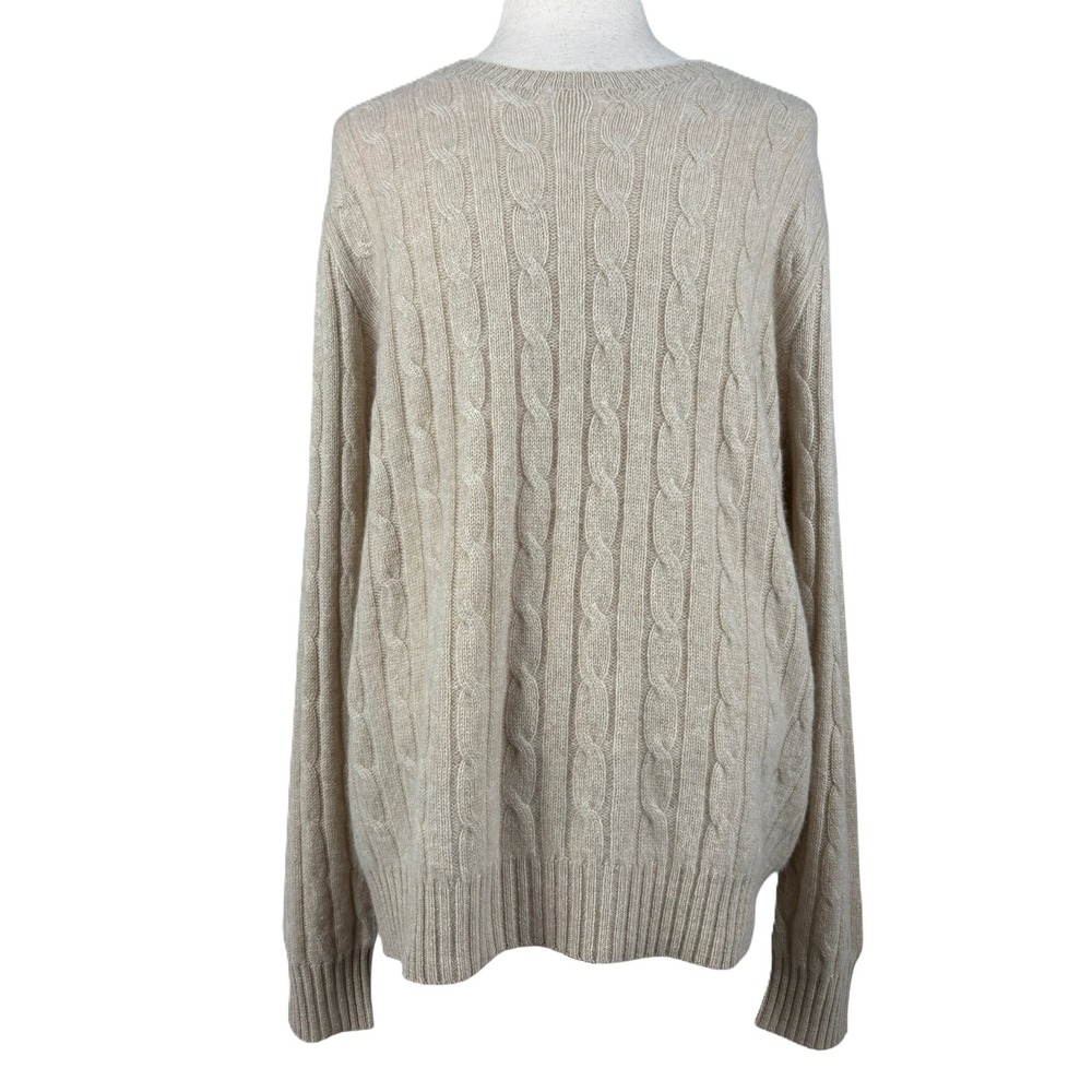 Polo‎ Ralph Lauren Cable Knit Cashmere Sweater Mens XXL Beige Tan Natural NWT